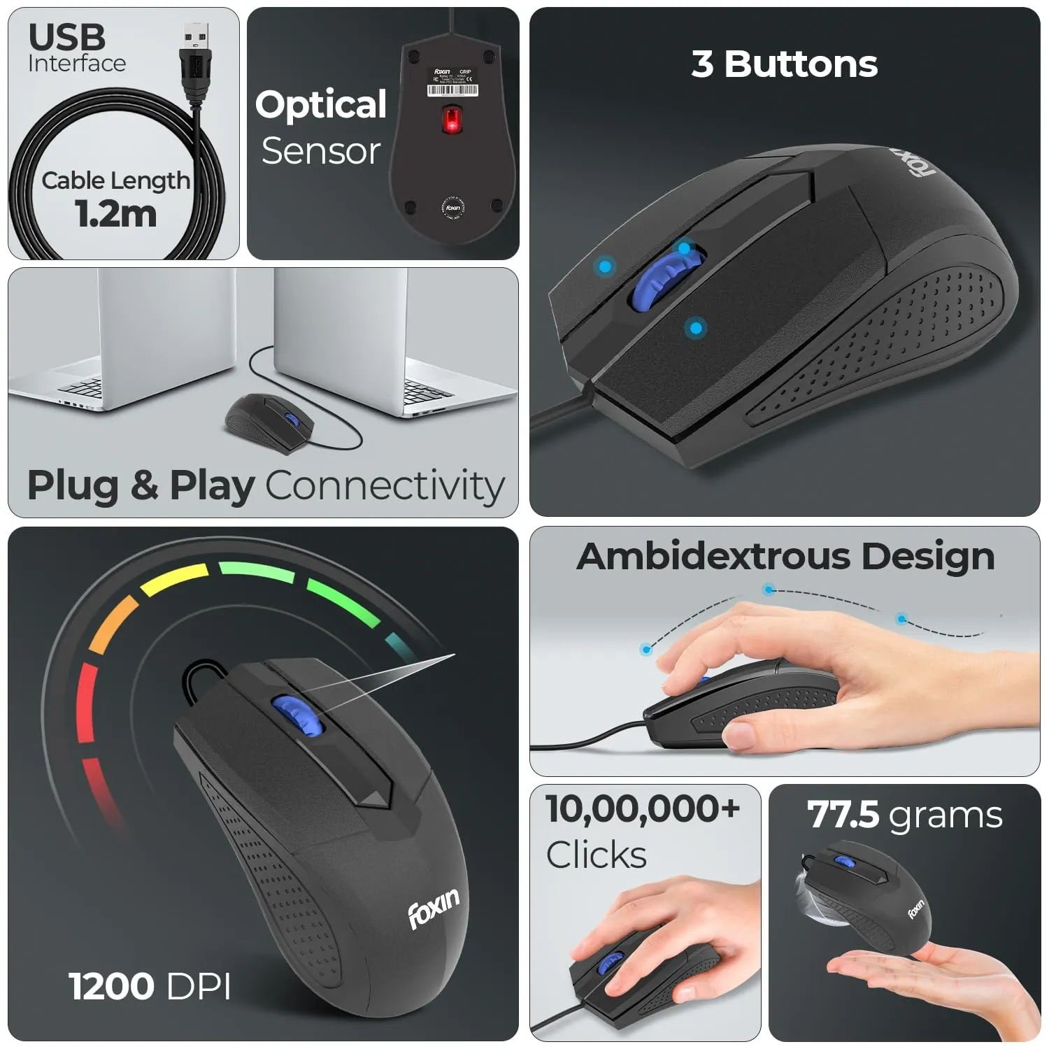 Foxin USB Mouse (Grip) view 2